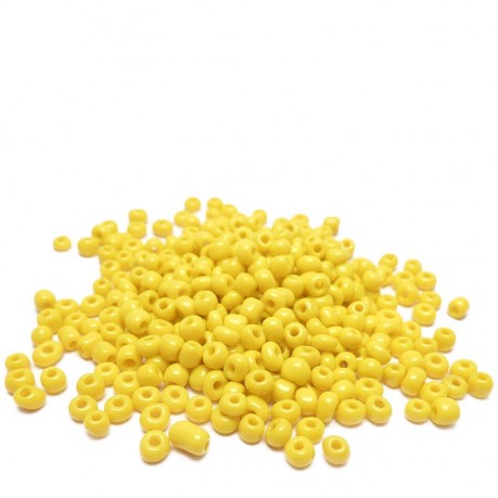 10g Skleněné korálky 3mm - rokajl žluté