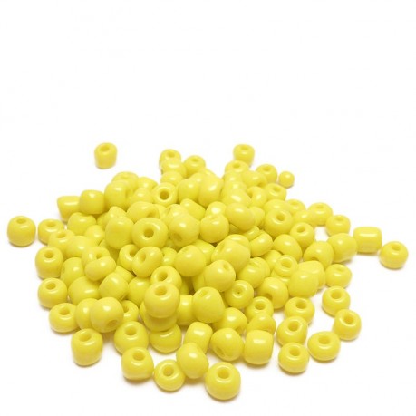 10g Skleněné korálky 4mm - rokajl žluté