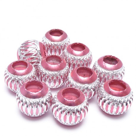 10ks Hliníkové korálky 10mm růžové 10ks Hliníkové korálky 10mm růžové
