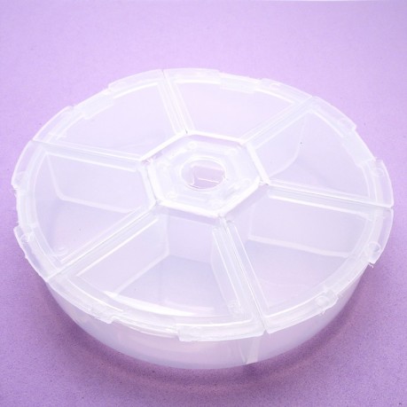 Plastový box, organizér na korálky kulatý 78mm - 6 přihrádek Plastový box, organizér na korálky kulatý 78mm - 6 přihrádek
