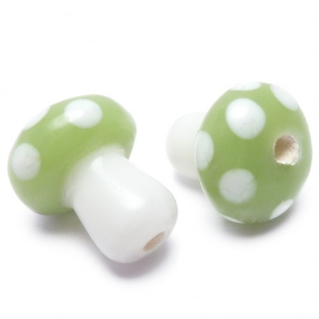 2ks Vinutá perle zelená houbička