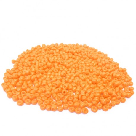 10g Skleněné korálky 2mm – rokajl oranžové matné