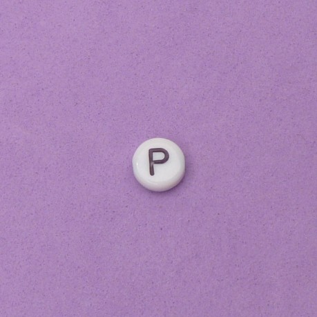 1 ks Korálek s písmeny P - černá písmena na bílém podkladu 7 x 3 mm