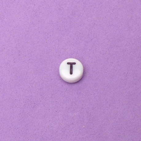 1 ks Korálek s písmeny T - černá písmena na bílém podkladu 7 x 3 mm