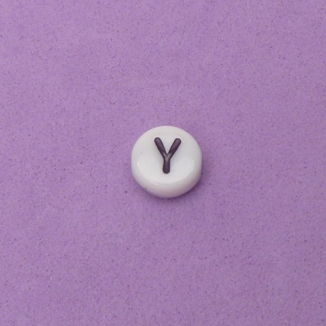 1 ks Korálek s písmeny Y - černá písmena na bílém podkladu 7 x 3 mm