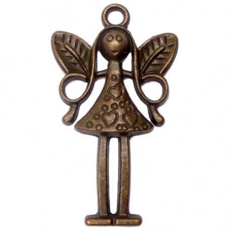 1ks Přívěsek velký anděl antický bronz 5,8cm