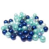 50ks Plastové perle 6mm modrý mix