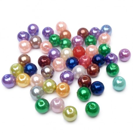 50ks Plastové perle 6mm barevný mix