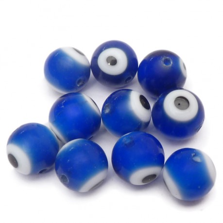 10ks Ručně vinuté perle 10mm oko modré