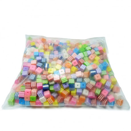 1000ks / 518g Plastové kostičky 8x8mm MIX barev 1000ks / 518g Plastové kostičky 8x8mm MIX barev