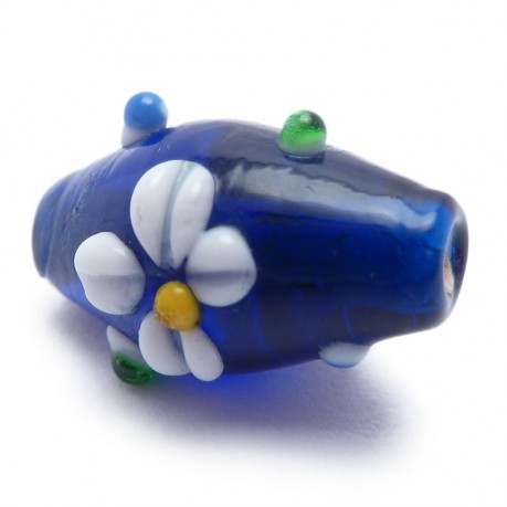Vinutá perle s kytičkou (tmavě modrá)
