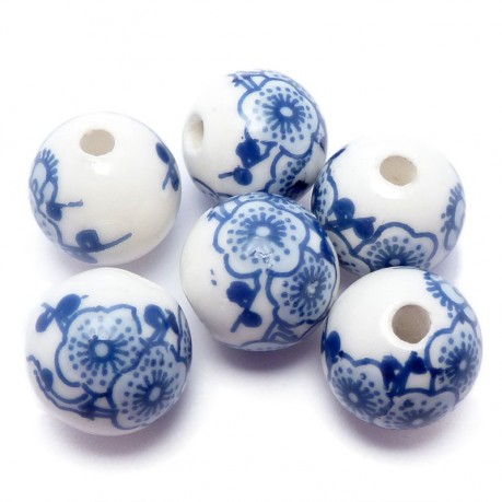 6ks Porcelánové korálky modré
