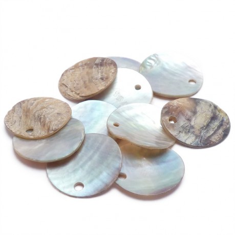 10ks Perleťové placky – penízky 13mm přírodní