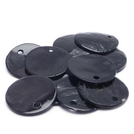 10ks Perleťové placky – penízky 15mm černé