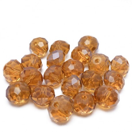 20ks Skleněné korálky broušené ~ 8x6mm tmavě oranžové 20ks Skleněné korálky broušené ~ 8x6mm tmavě oranžové